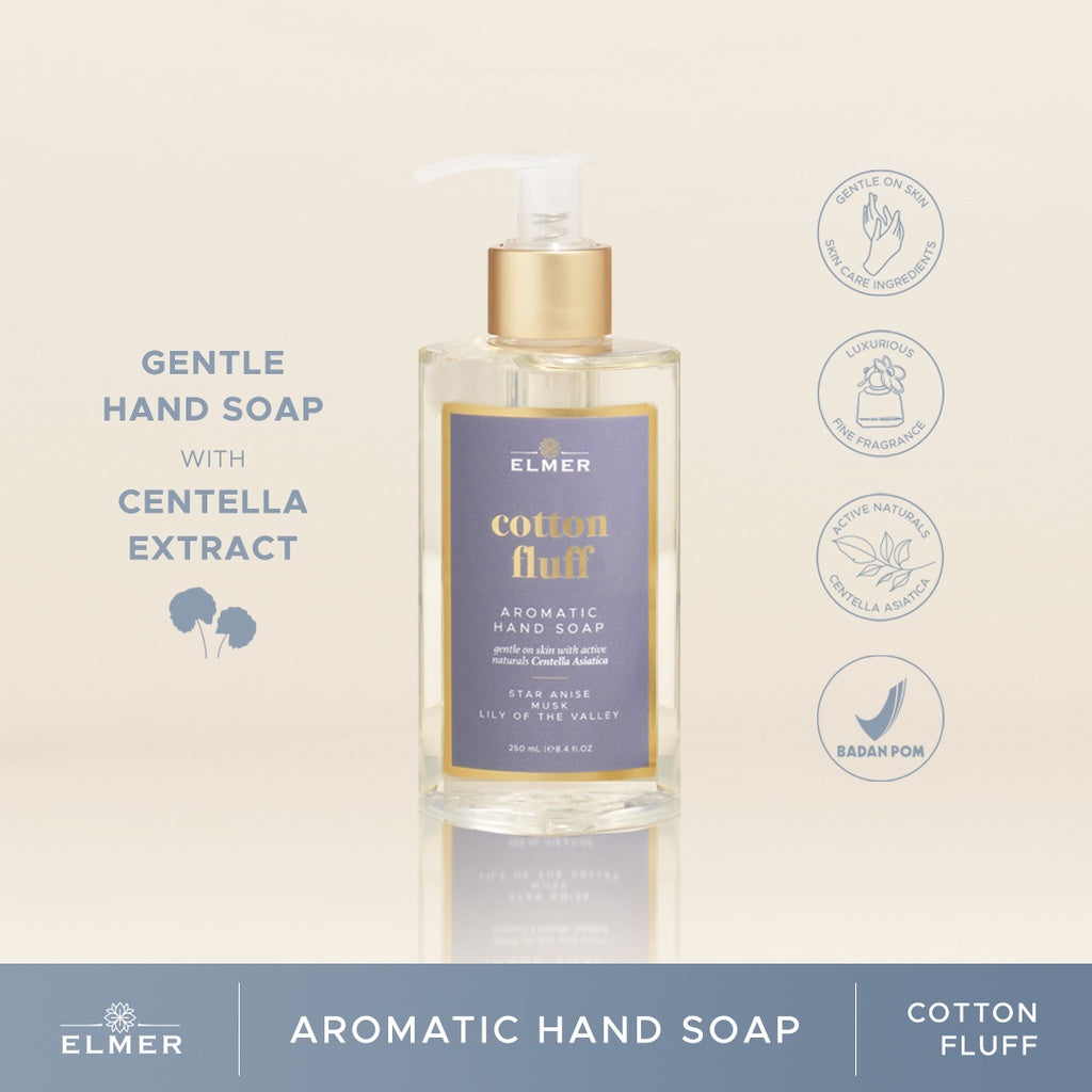 ELMER Cotton Fluff Hand Soap 250ml Gel Aromatic Antibacterial Sabun Cuci Tangan Hand Wash Aromatik Jel