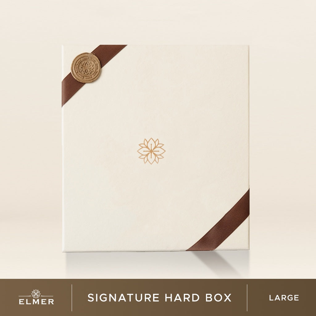 ELMER Signature Gift Box Hard Box Kotak Kado Hadiah Medium-Large Textured Ivory Paper