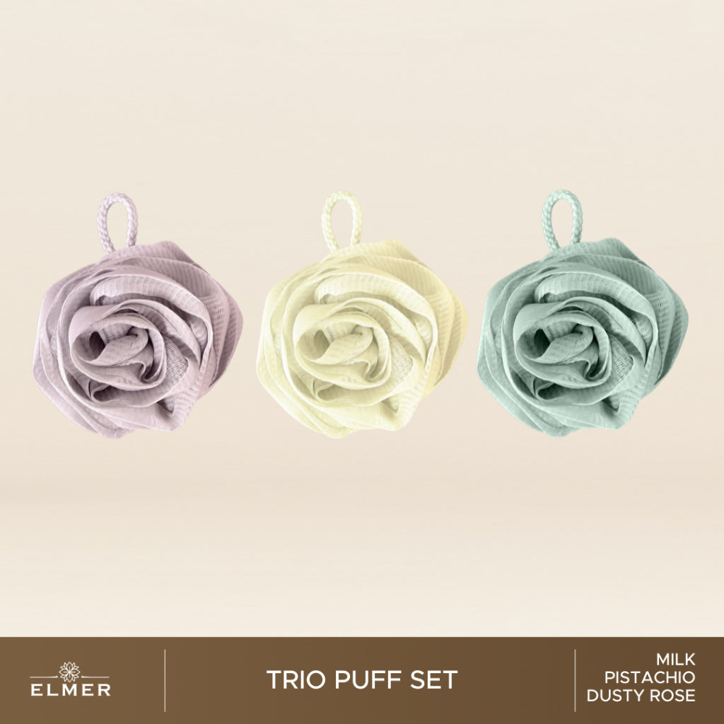 ELMER Trio Flower Shower Puff Set