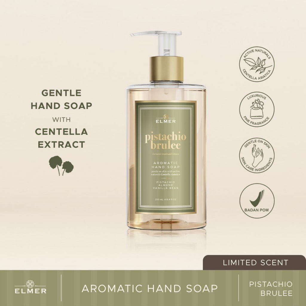ELMER Pistachio Brulee Hand Soap 250ml Gel Aromatic Antibacterial Sabun Cuci Tangan Anti Bakterial Antiseptic