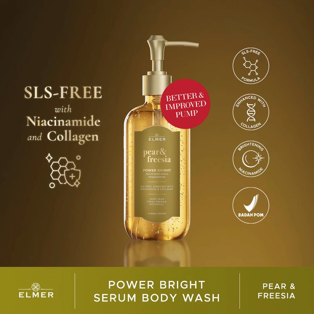ELMER Bundle of 2 Body Wash 500ml Power Bright Serum With Niacinamide And Collagen Sabun Mandi Bundling
