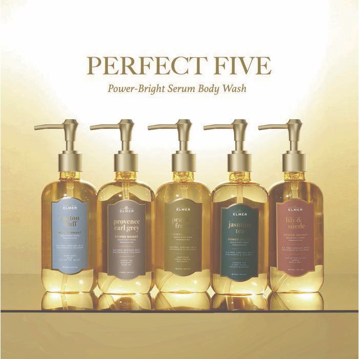 ELMER The Perfect Five Set 5 Body Wash 500ml Power Bright Serum With Niacinamide And Collagen