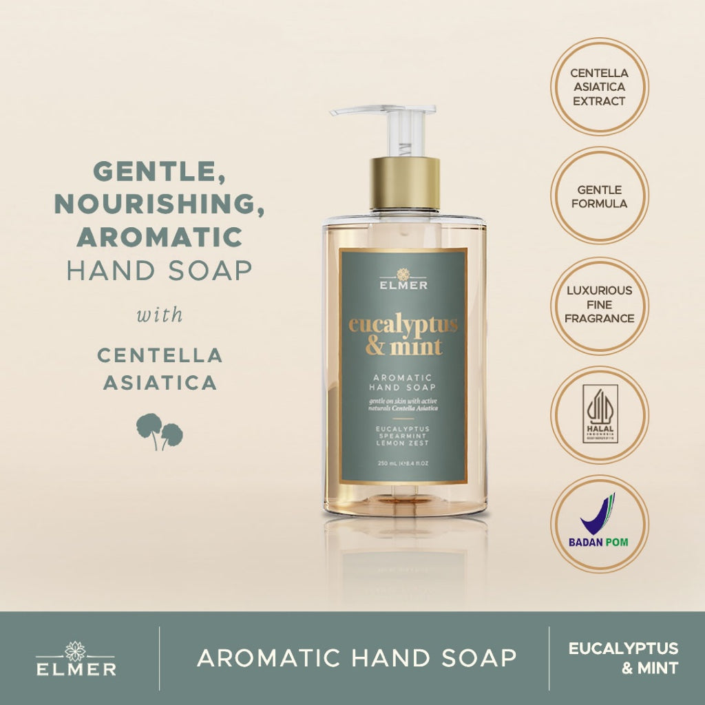 ELMER Eucalyptus & Mint Hand Soap 250ml Gel Aromatic Antibacterial Sabun Cuci Tangan