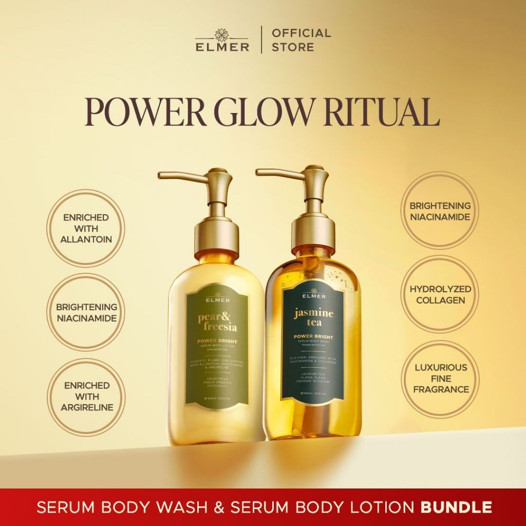 [BUNDLE] Power Bright Serum Body Lotion & Wash Bundle | Body Lotion 500ml | Body Wash 500ml | Lotion Melembabkan | Paket Body Lotion & Sabun Mandi | Wangi Tahan Lama