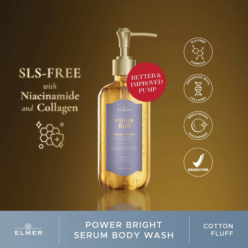 ELMER Bundle of 2 Body Wash 500ml Power Bright Serum With Niacinamide And Collagen Sabun Mandi Bundling
