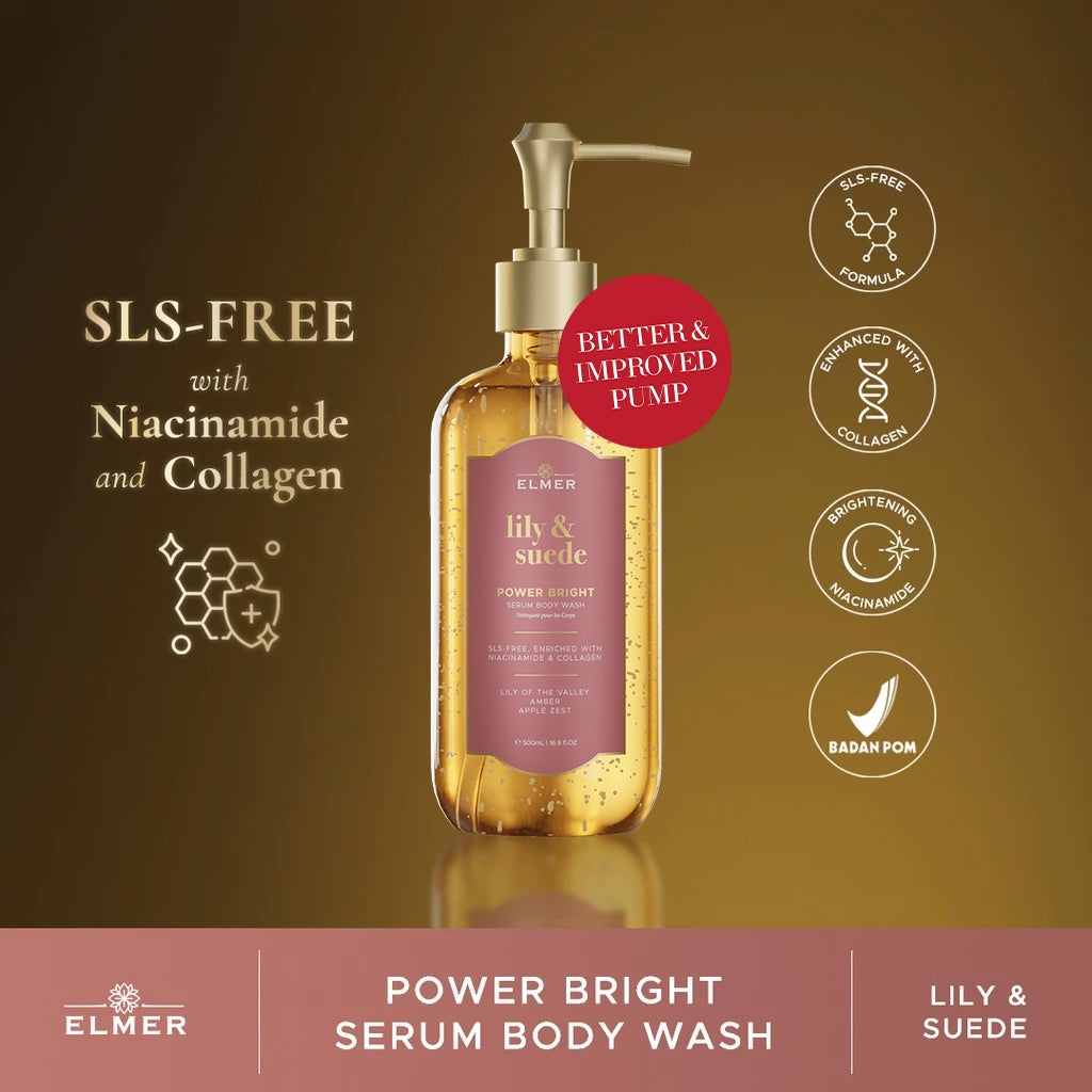 ELMER Bundle of 2 Body Wash 500ml Power Bright Serum With Niacinamide And Collagen Sabun Mandi Bundling
