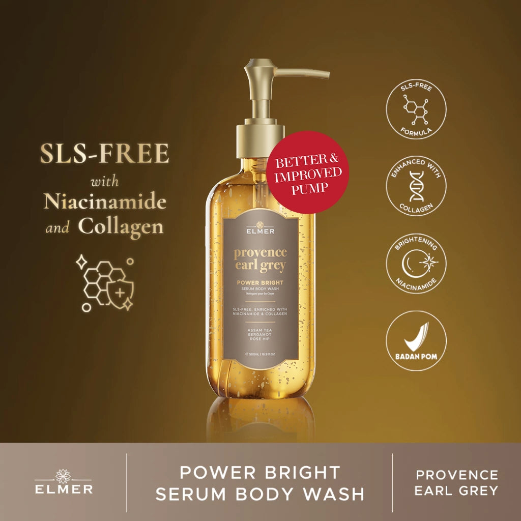 ELMER Bundle of 2 Body Wash 500ml Power Bright Serum With Niacinamide And Collagen Sabun Mandi Bundling