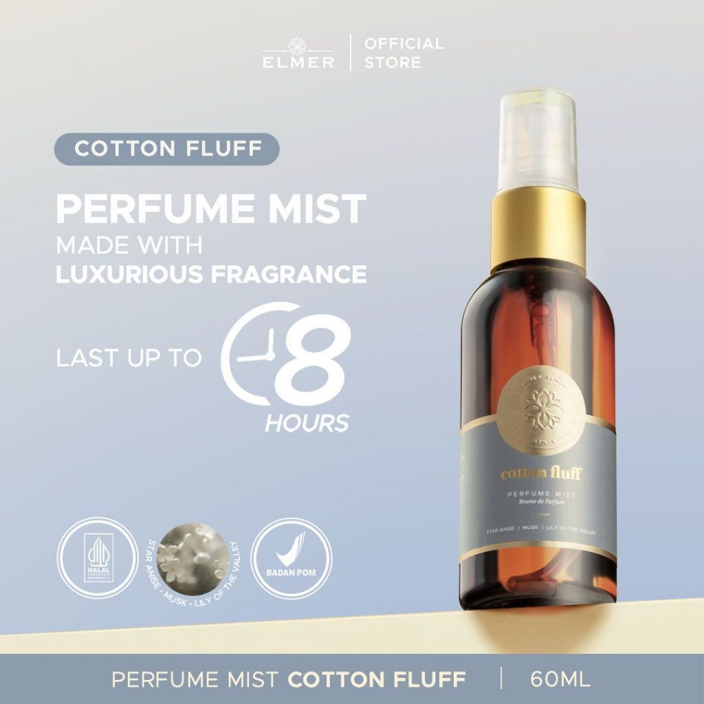ELMER Cotton Fluff Perfume Mist 60ml Brume De Parfum With Luxurious Fragrance