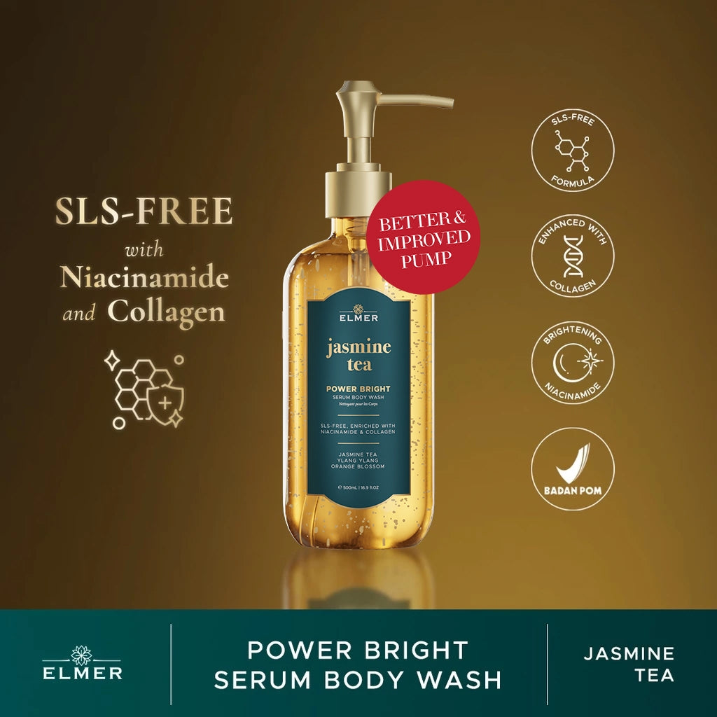 ELMER Bundle of 2 Body Wash 500ml Power Bright Serum With Niacinamide And Collagen Sabun Mandi Bundling