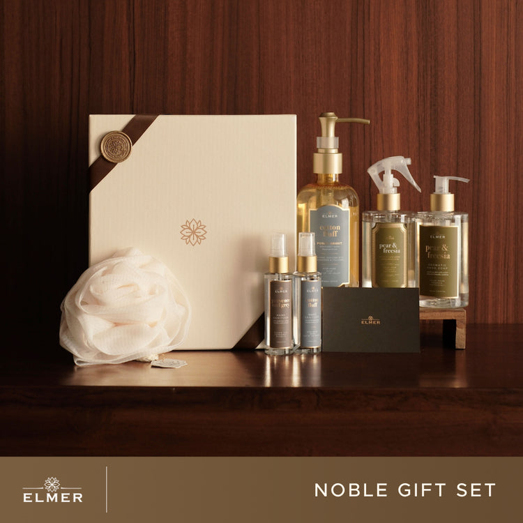 ELMER Noble Gift Set With Shower Puff + Hard Box Pembersih Tangan Dan Badan Hampers Hadiah