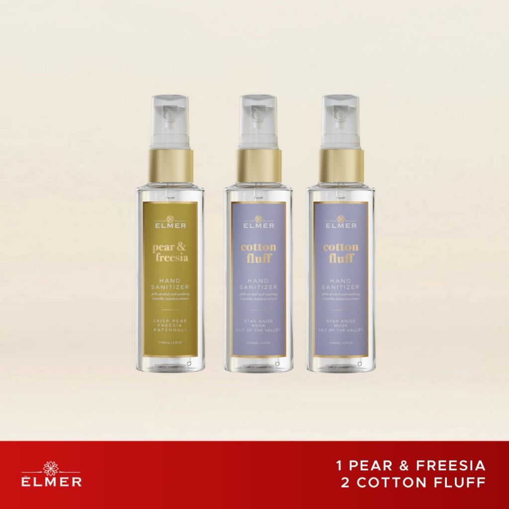 ELMER Set Of 3 Hand Sanitizer 60ml 70% Alcohol Paket Spray Pembersih Tangan Antiseptic Antiseptik Set