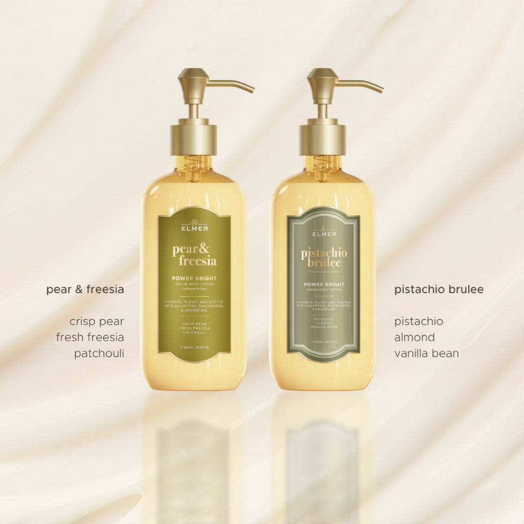 ELMER Glowing Duo Set - Power Bright Serum Body Lotion 500ml | Lotion Melembabkan Anti Lengket | Paket Bundle Body Lotion