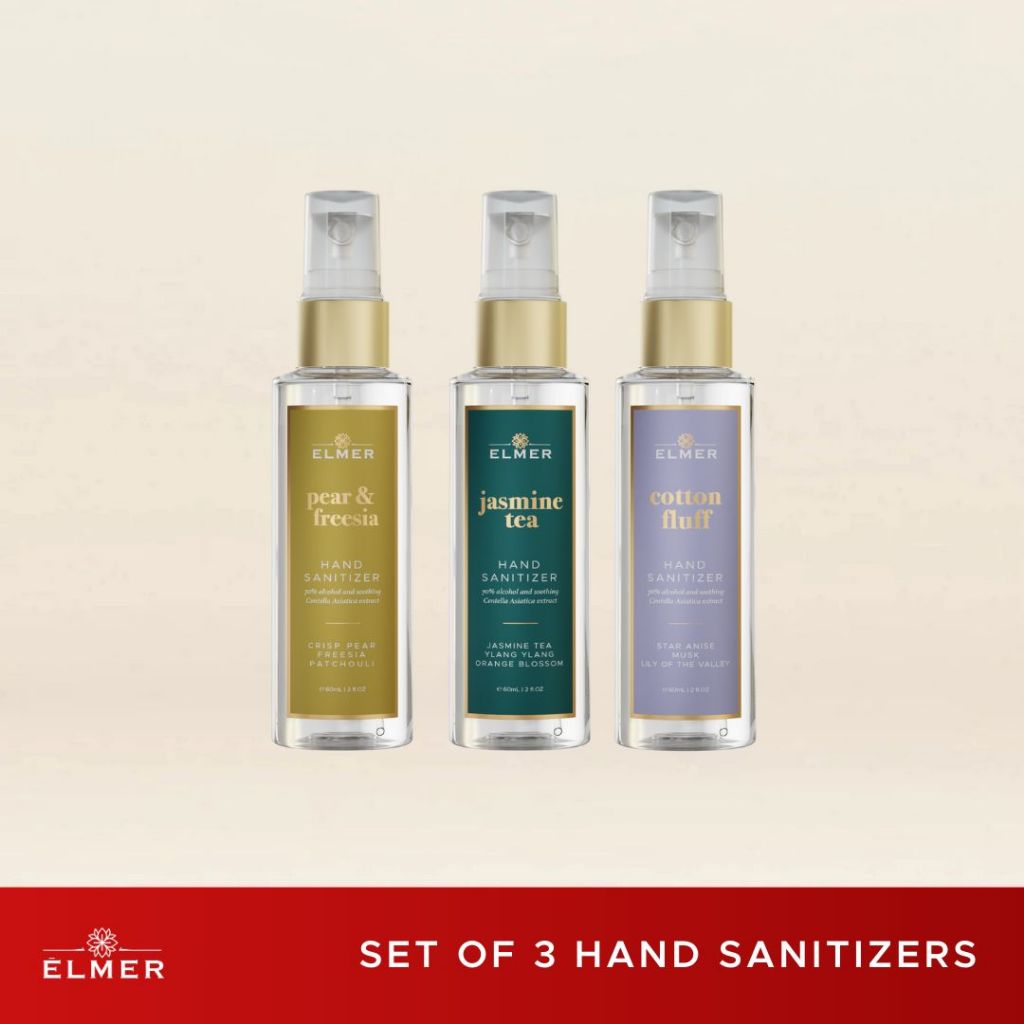 ELMER Set Of 3 Hand Sanitizer 60ml 70% Alcohol Paket Spray Pembersih Tangan Antiseptic Antiseptik Set