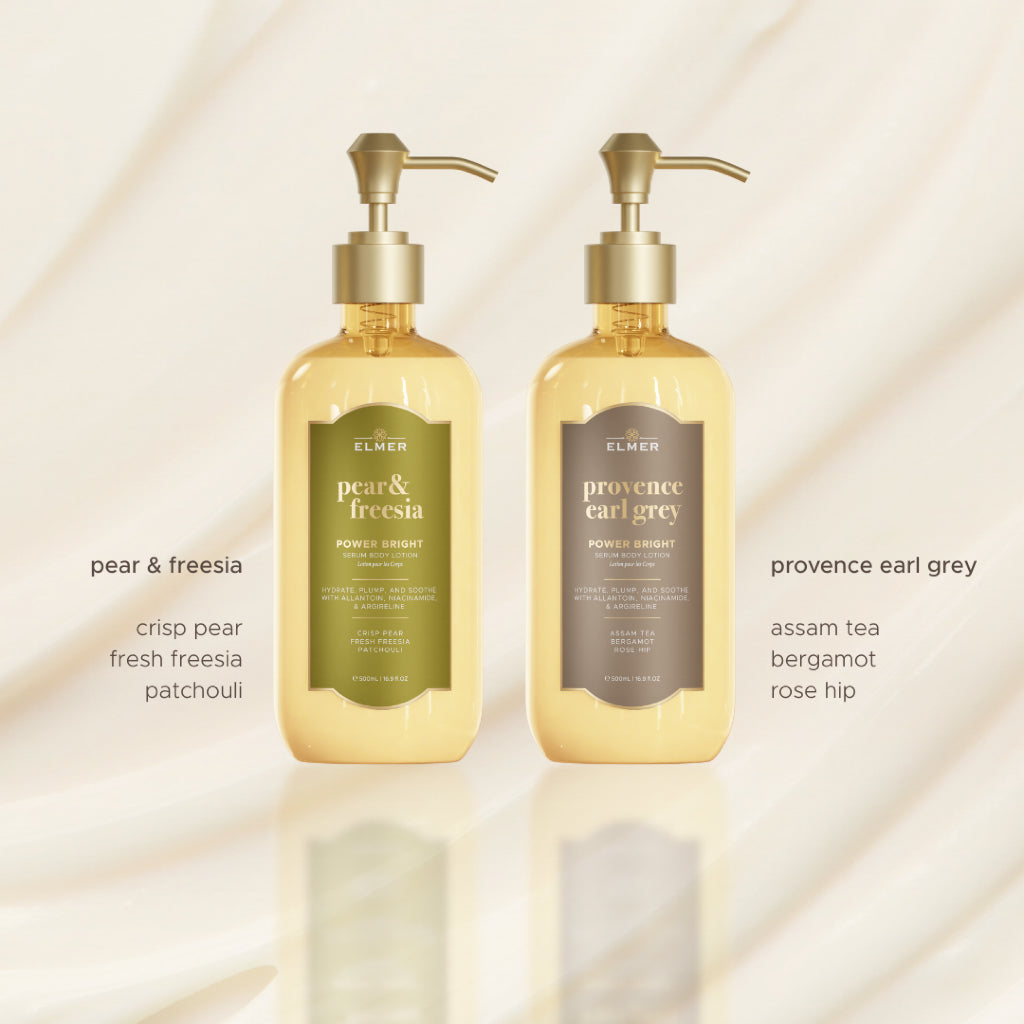 ELMER Glowing Duo Set - Power Bright Serum Body Lotion 500ml | Lotion Melembabkan Anti Lengket | Paket Bundle Body Lotion