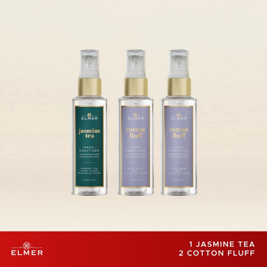 ELMER Set Of 3 Hand Sanitizer 60ml 70% Alcohol Paket Spray Pembersih Tangan Antiseptic Antiseptik Set