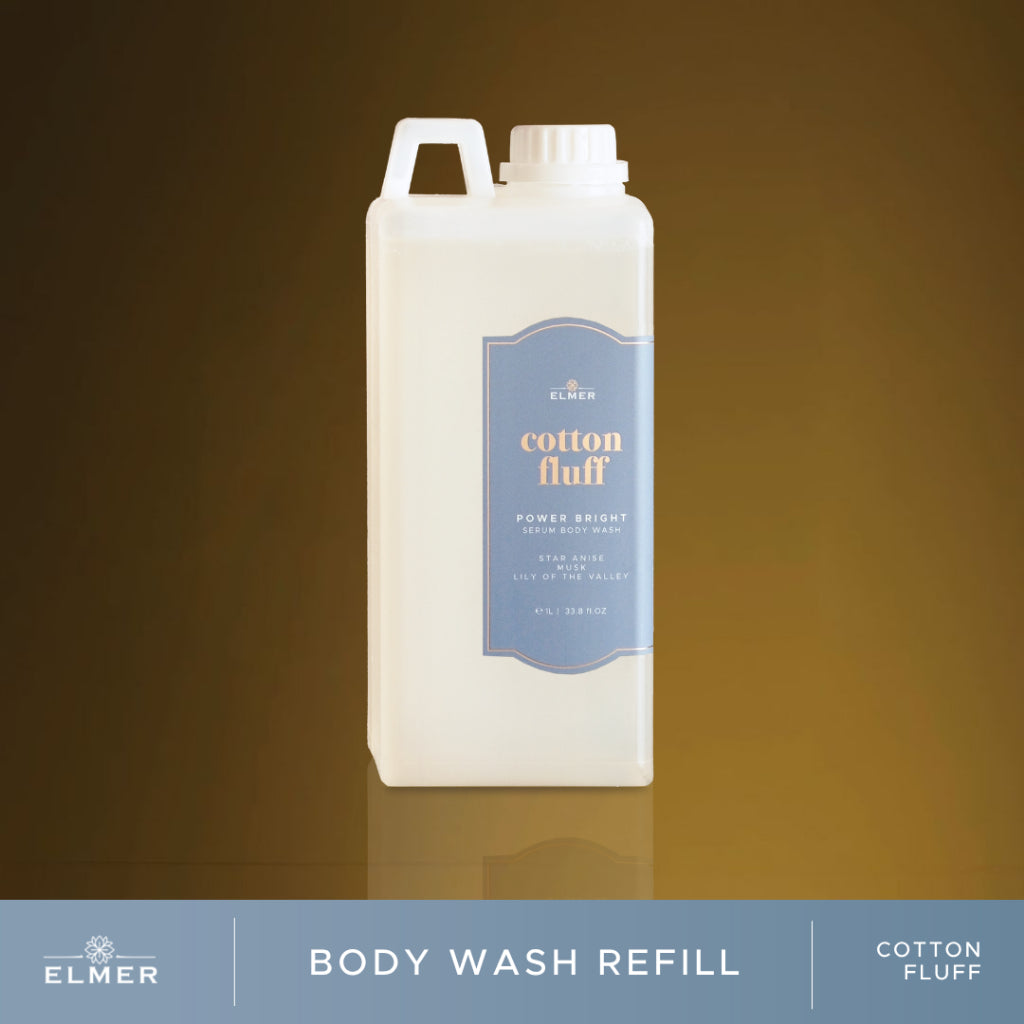 ELMER Refill Body Wash 1000ml Power Bright Serum Body Wash With Niacinamide And Collagen Sabun Mandi Shower Soap