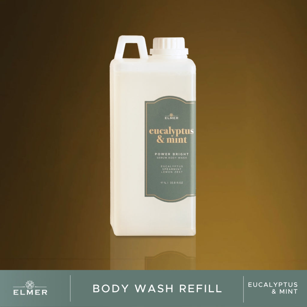 ELMER Refill Body Wash 1000ml Power Bright Serum Body Wash With Niacinamide And Collagen Sabun Mandi Shower Soap
