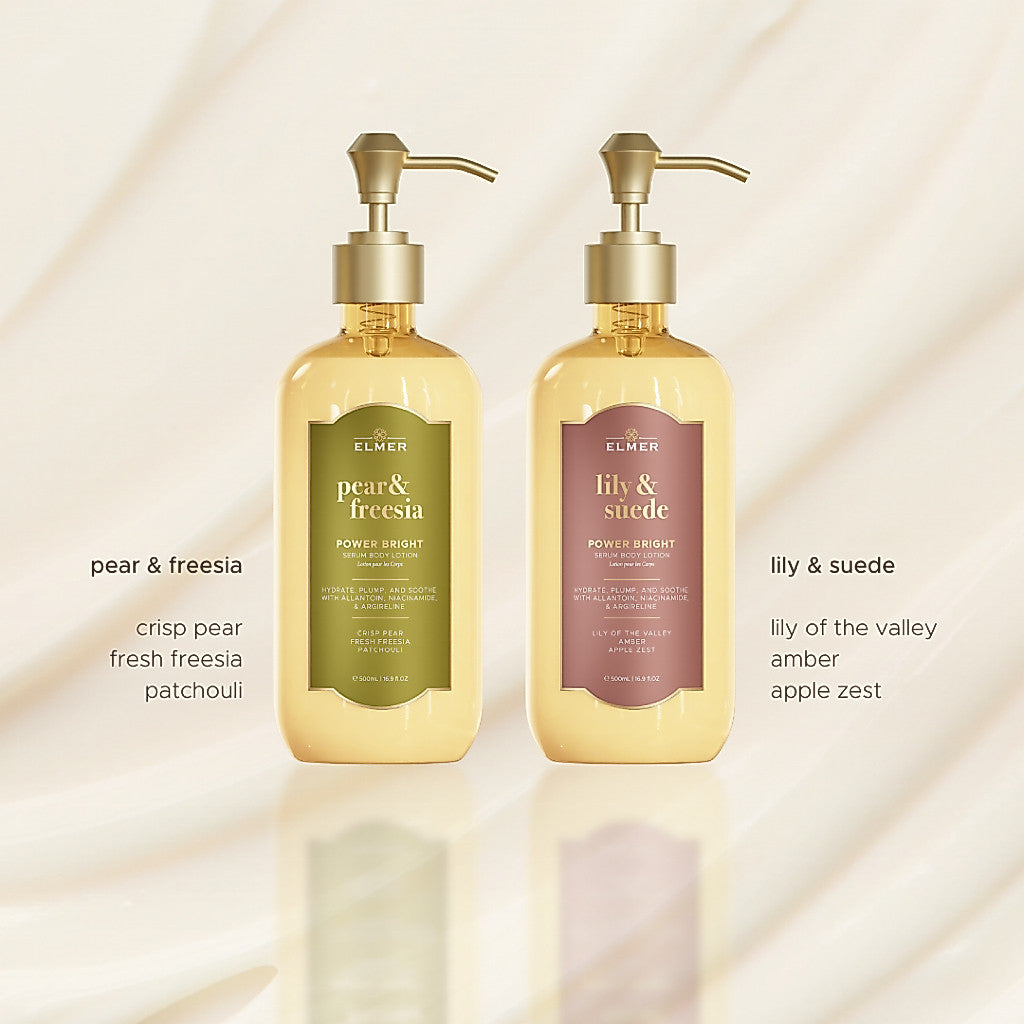 ELMER Glowing Duo Set - Power Bright Serum Body Lotion 500ml | Lotion Melembabkan Anti Lengket | Paket Bundle Body Lotion
